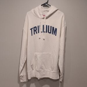 Trillium Off-White Hoodie with Blue Lettering